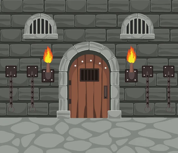 Castle door and chains —  Vetores de Stock