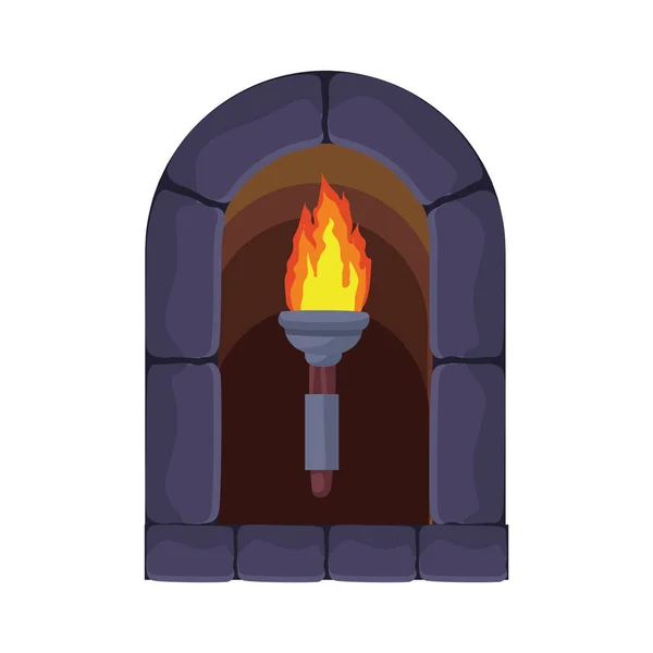 Antique castle torch — Vetor de Stock