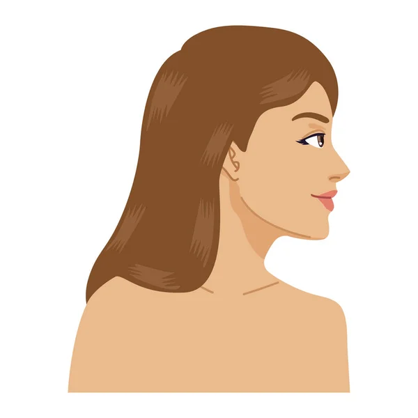 Jeune femme profil nu — Image vectorielle