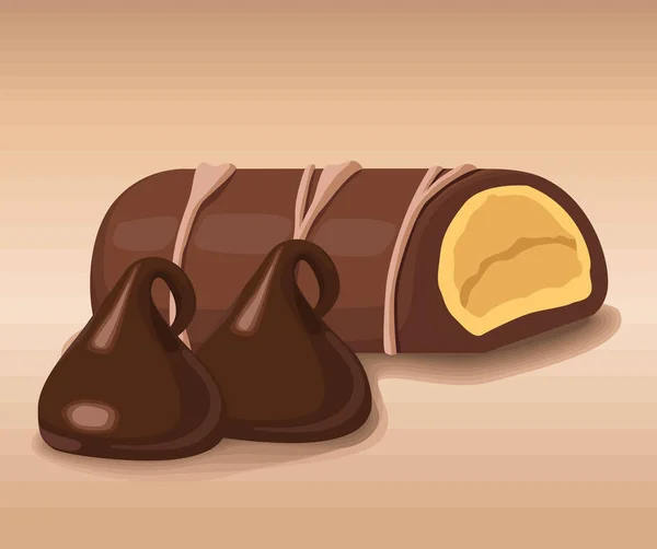 Chocoladereep en truffels — Stockvector