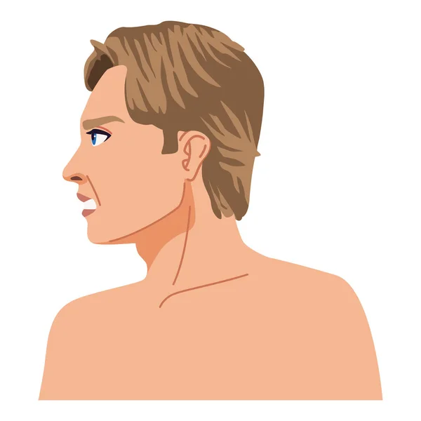 Blond man naked profile — Stockvektor