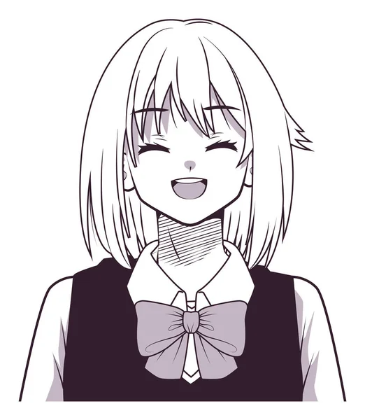 Lycklig kvinna anime stil — Stock vektor