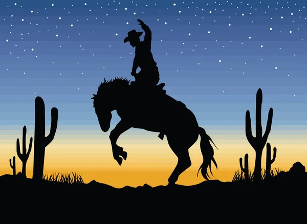 Cowboy with cactus silhouette — Archivo Imágenes Vectoriales