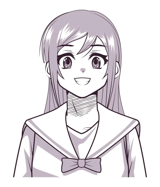 Šťastný dívka anime styl — Stockový vektor