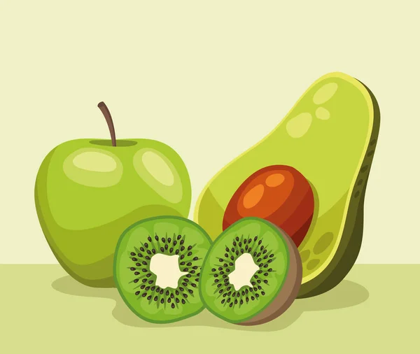 Green fresh fruits — Image vectorielle