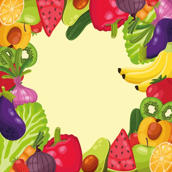 新鲜水果和蔬菜 — 图库矢量图片