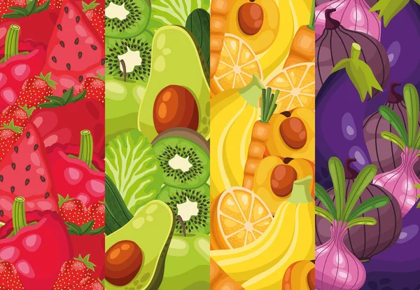 Этикетки фруктов и овощей — стоковый вектор