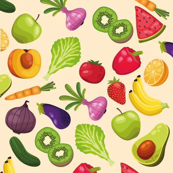 Padrão de frutas e legumes — Vetor de Stock