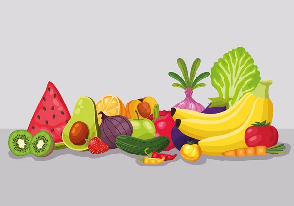Frukt och grönsaker friska — Stock vektor