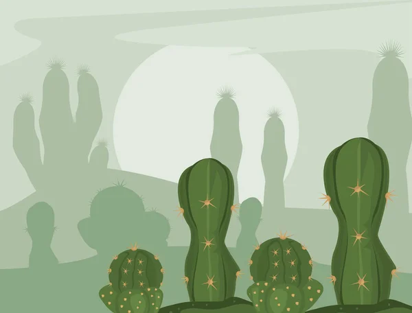 Green cactus and sun — Archivo Imágenes Vectoriales