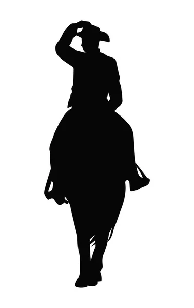 Cow-boy en silhouette de cheval — Image vectorielle