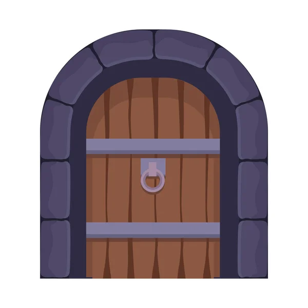 Antique castle wooden door — Vector de stock