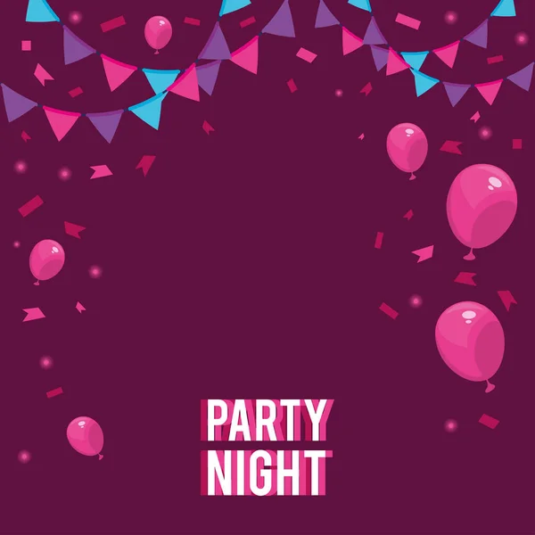 Party night with balloons helium — Image vectorielle