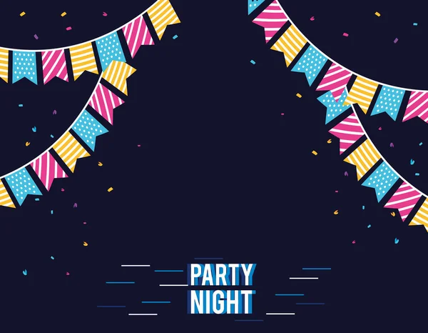 Party night banner with garlands — Image vectorielle