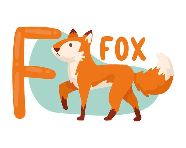 Fox and f letter — Vetor de Stock