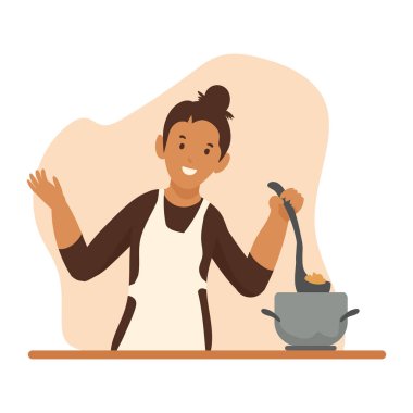 girl cooking with pot