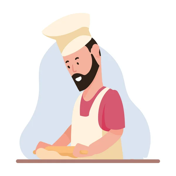 Hombre cocinar con rollo — Vector de stock