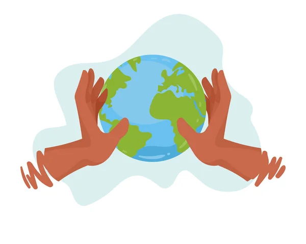 Handen nemen aarde planeet — Stockvector