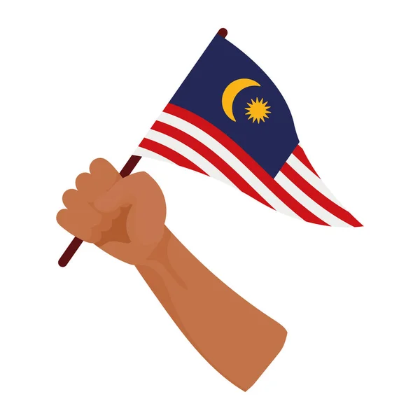 Hand waving malaysian flag — Stock Vector