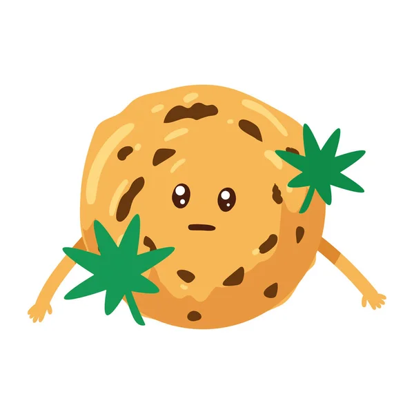 Cannabis cookie kawaii — Stock vektor