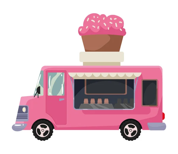 Camion alimentaire cupcake sucré — Image vectorielle