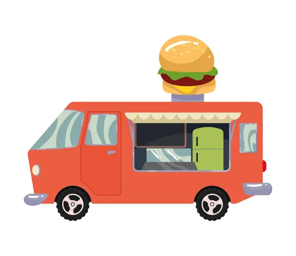 Hamburger fast food truck — Vetor de Stock