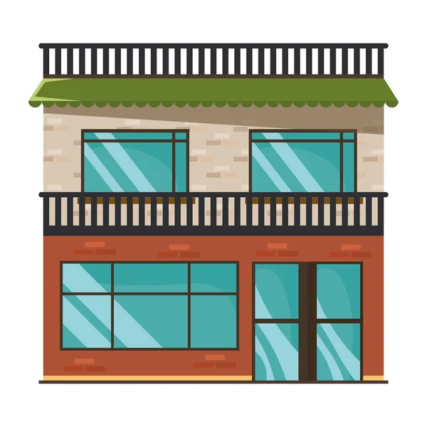 Store building with terrace — ストックベクタ