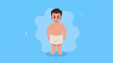 Pantolon giyen şişman adam.