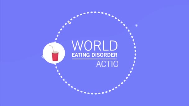 Zaburzenia jedzenia świata liternictwo animacja — Wideo stockowe