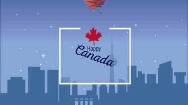 happy canada day lettering animation