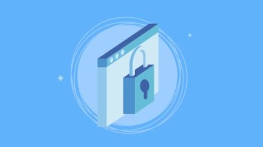 Web sayfası şablonu asma kilit canlandırması ile izometrik