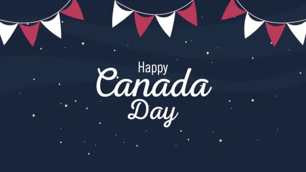 Happy canada day lettering animation — Vídeo de stock