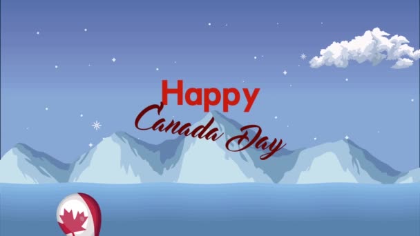 Happy canada day lettering animation — Stok Video