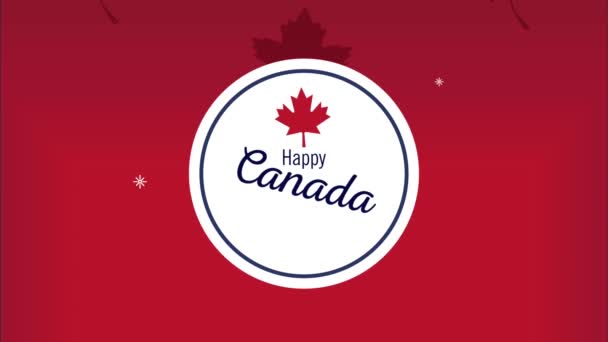 Happy canada day lettering animation — стоковое видео