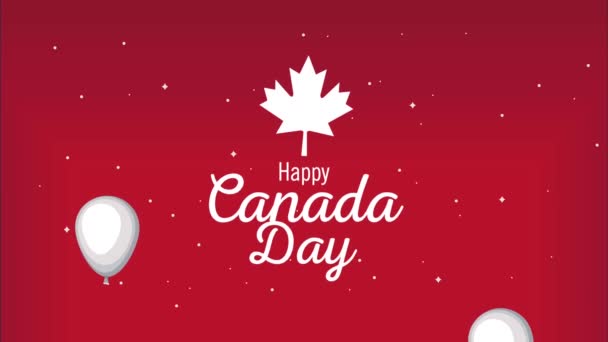 Happy canada day lettering animation — ストック動画