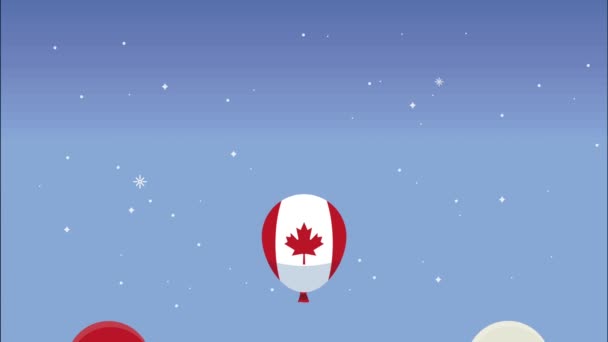 Kanadensisk flagga i ballonger helium animation — Stockvideo
