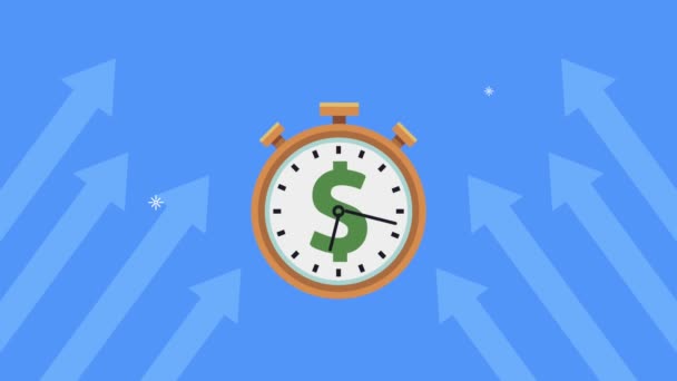 Chronometr pieniądze dolarów symbol animacji — Wideo stockowe