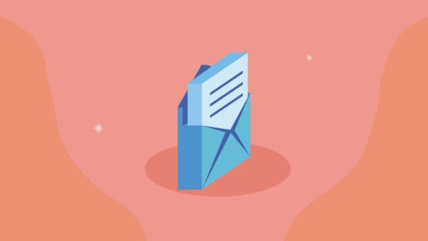Envelope mail send isometric animation — Stock Video