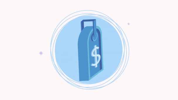 Pengar symbol i taggen animation — Stockvideo