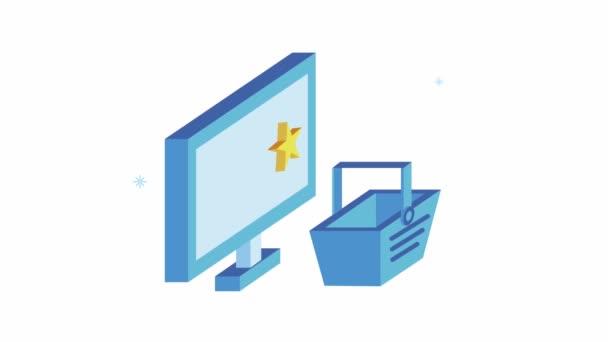 Desktop mit Einkaufswagen-Animation — Stockvideo