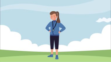 bayan antrenör spor karakteri animasyonu