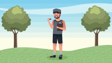 erkek koç spor karakteri animasyonu