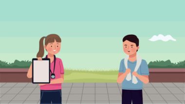 bayan antrenör spor karakteri animasyonu