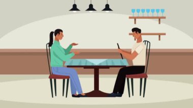 Restoran sahnesindeki çift animasyonu