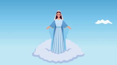 Mavi elbiseli Bakire Meryem