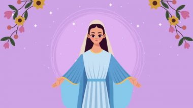 Mavi elbiseli Bakire Meryem