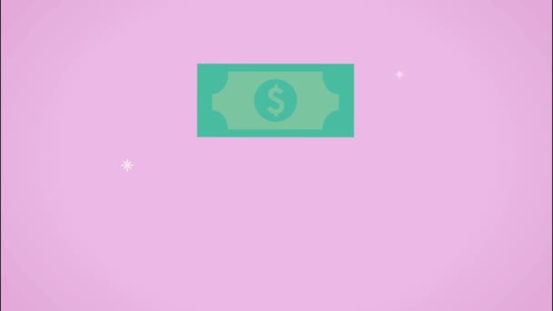 Contas dinheiro dólares padrão animação — Vídeo de Stock