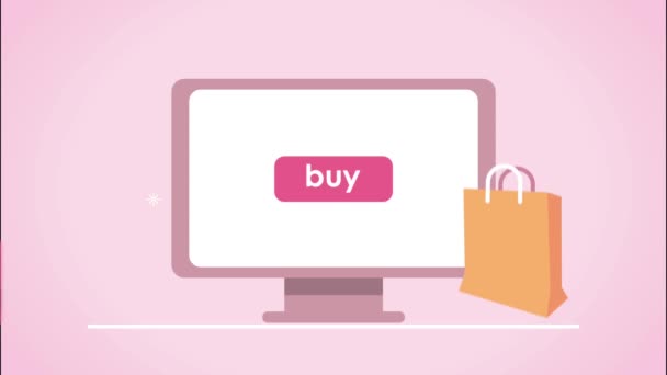 Technologia e-commerce w animacji komputerowej — Wideo stockowe