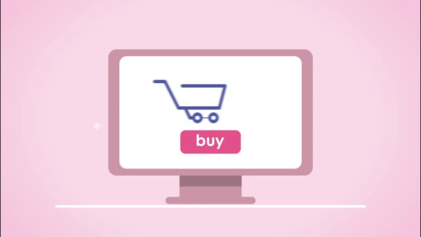 E-commerce technologie in desktop animatie — Stockvideo