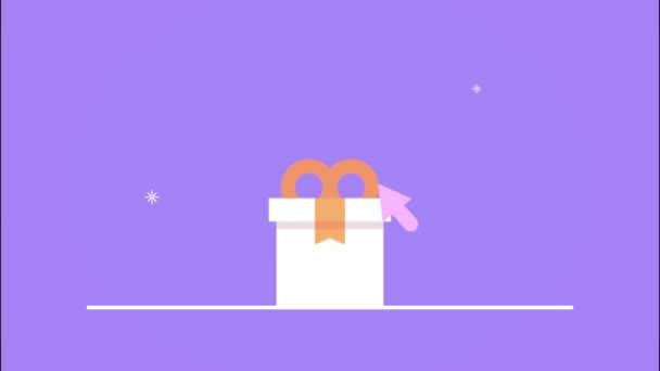 Caja de regalo con animación de iconos comerciales — Vídeo de stock